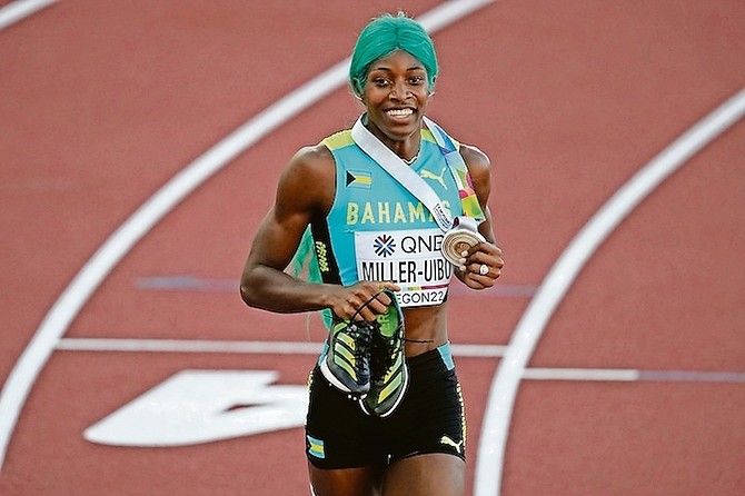 SHAUNAE Miller-Uibo after winning the gold medal at the World Athletics Championships in Oregon earlier this year.