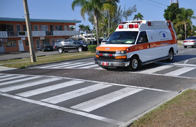 An ambulance at the scene of the accident.