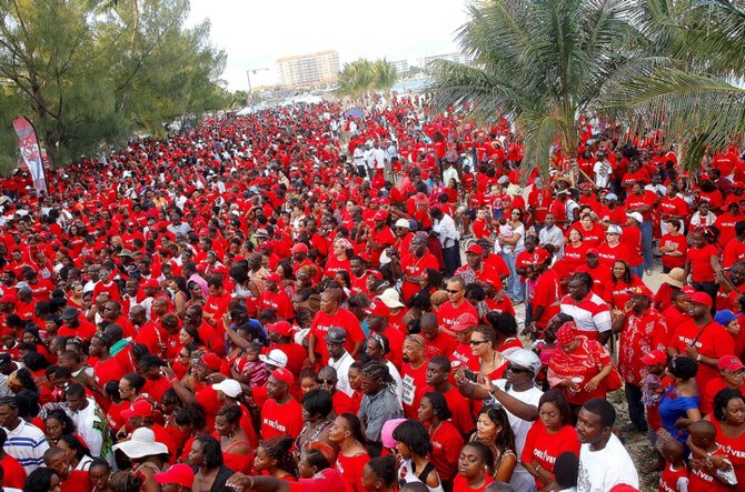 FNM supporters at Montagu on Monday.