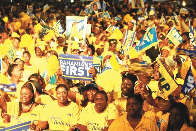 PLP supporters at a recent rally during the campaign.