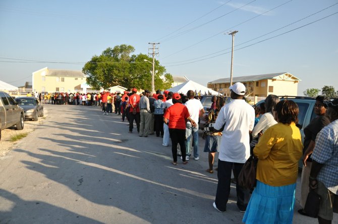 Voters line up in Grand Bahama.