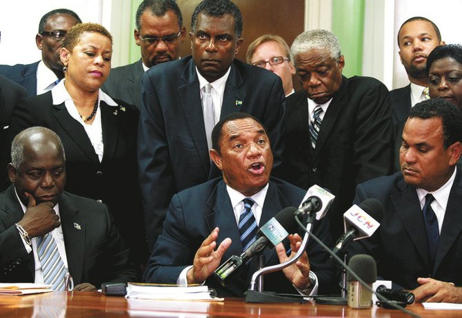 Prime Minister Perry Christie and members of the Cabinet.