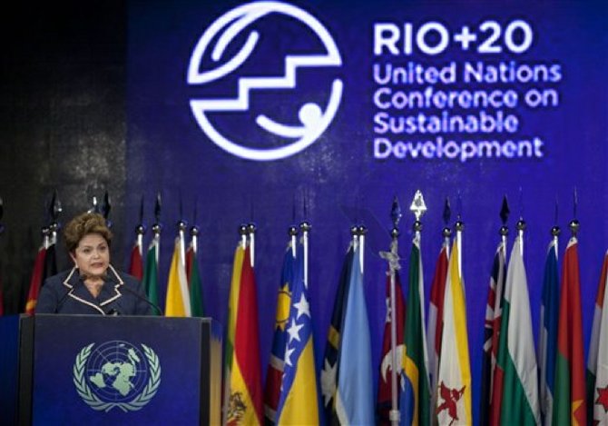Brazil's President Dilma Rousseff speaks during the closing ceremony of the United Nations Conference on Sustainable Development, or Rio+20, in Rio de Janeiro, Brazil.