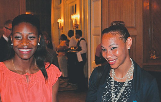 Shaunae Miller (left) and sprinter Aymara Jones at the reception