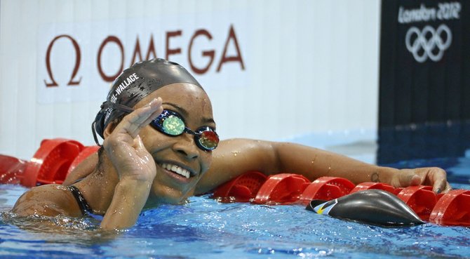 Arianna Vanderpool-Wallace pictured after swimming her heat on Wednesday morning. (AP)