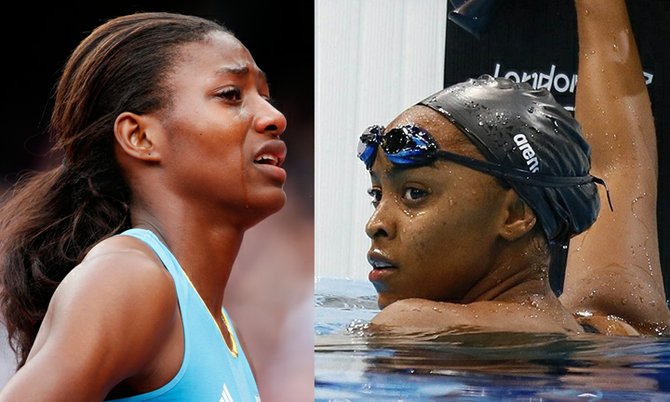 Shaunae Miller and Arianna Vanderpool-Wallace. (AP and Rob Schumacher-USA TODAY Sports)