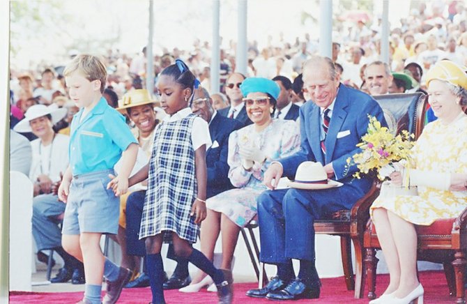 The Queen and Prince Phillip pictured during a visit to the Bahamas, one of the images from the Lyford Cay International School archives.