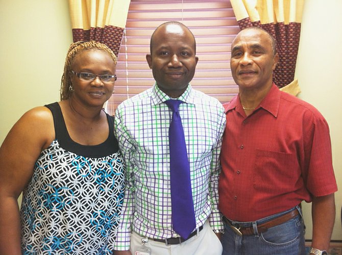 Portia Ingraham, Dr Magnus Ekedede and Ivoine Ingraham.