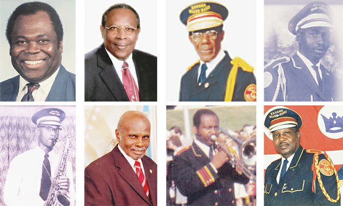 Top: (L-R) Bishop Albert Ferguson, Brother Felton Cox, Maestro Winston Capron, Deacon Herman McClain.
Bottom: (L-R) Brother Fulton Bain, Bishop Cephas Ferguson, Bishop Rudolph Bowe, Brother Clyde Knowles.