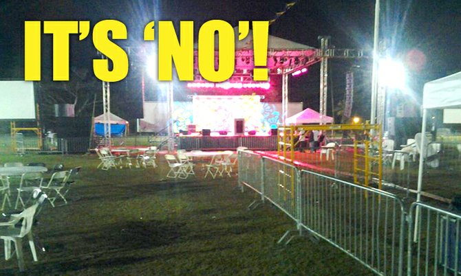 A deserted Clifford Park Monday night, the proposed site for a 'Yes' victory rally. Photo/Joey Butler