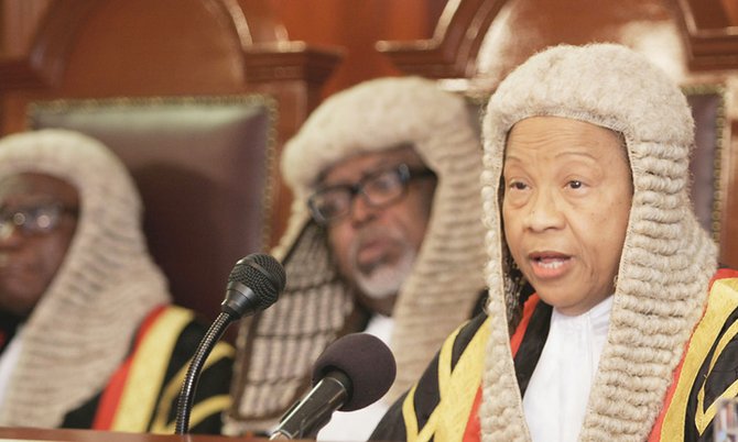 President of the Court of Appeal Justice Anita Allen make remarks on the new legal year at the court of appeal yesterday morning. Kyle Smith