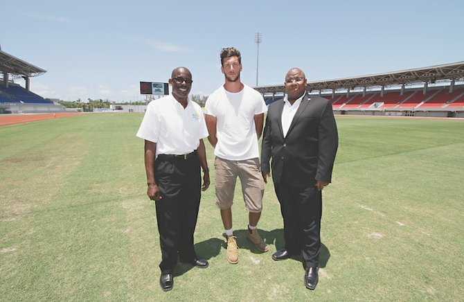 TAR stadium manager Jeff Beckles, Nick Phillips (middle) and Leroy Archer.