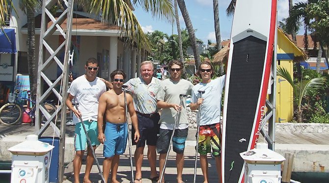 The four members of the team at Bimini Big Game Club, pictured with general manager Michael Weber, centre.
