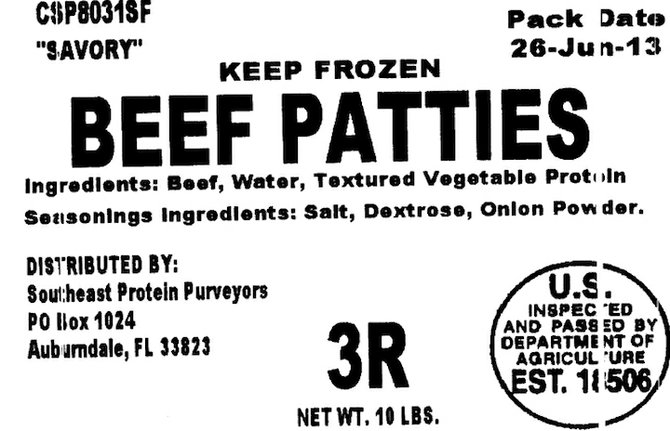 One of the products subject to recall. Image provided by the USDA.