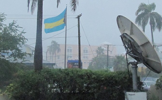 Heavy rain and storms have hit New Providence today. Picture by Tim Clarke.