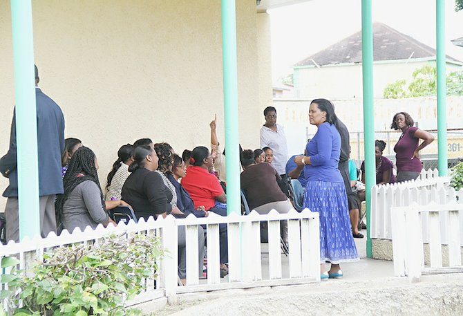 Teachers staging a sit-out earlier in the week at Stephen Dillet Primary School.