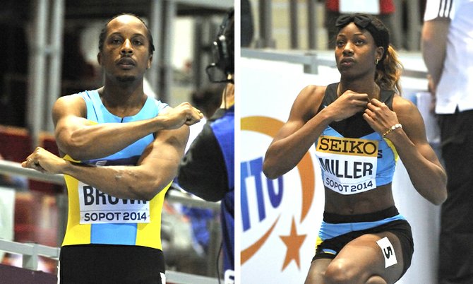 Chris Brown and Shaunae Miller. Photos/Bahamas Athletics/Kermit Taylor. 