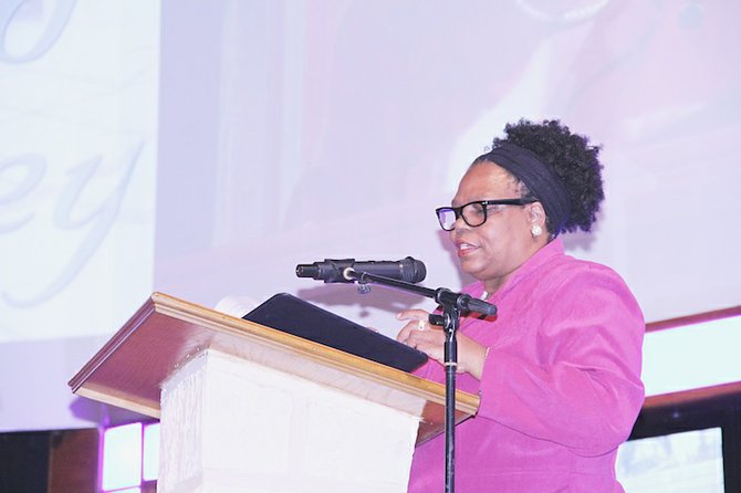 Marva Moxey, speaking at the tribute to her father.