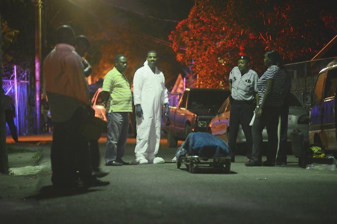 THE scene at Eneas Street, where the second fatal stabbing took place. 
