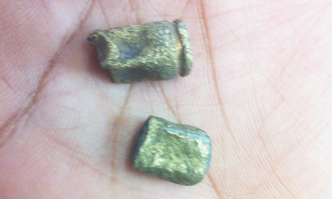The bullet fragments that Mervyn Darling says supports his claim of being fired upon by police.