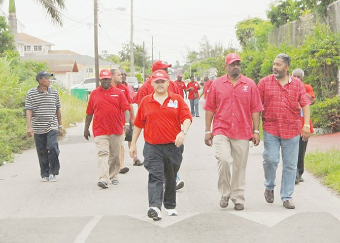 Dr Hubert Minnis pictured during an FNM walkabout in Southern Shores on Saturday.