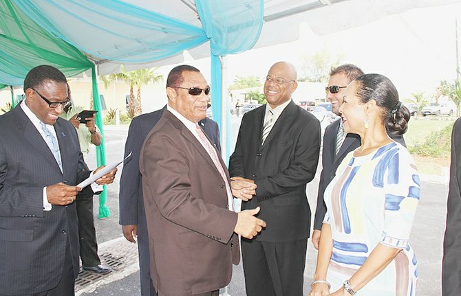 Prime Minister Perry Christie and his wife Bernadette Christie arrive at the Agricultural and Industrial opening ceremony.