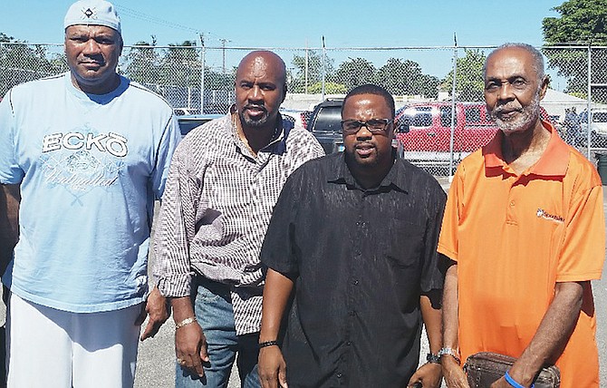 
GO POSITIVE: Shown (l-r) are former NFL player Michael Cobb, Apostle Carlos Reid, DJ Councellor and Pastor Geoffery Wood.
