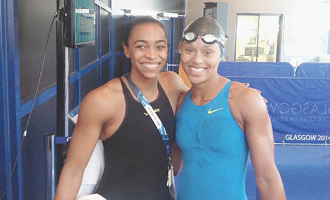 ARIANNA VANDERPOOL-WALLACE (left) and Ariel Weech at the Commonwealth Games in Glasgow, Scotland.
