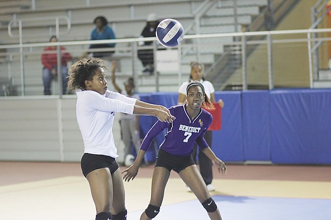 JE’NAE SAUNDERS in action with Benedict College Tigers volleyball team.