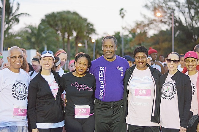 RACING FOR THE CURE: Walkers and runners from all walks of life take part in The Susan G Komen Bahamas Race for the Cure 5-kilometre event on Saturday morning. The route began at Montagu Bay beach and finished at the Atlantis resort on Paradise Island.
Photo by Shawn Hanna/Tribune Staff
