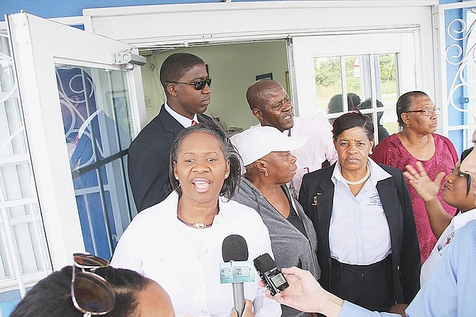 Belinda Wilson holds a press conference yesterday at the Bahamas Union of Teachers.