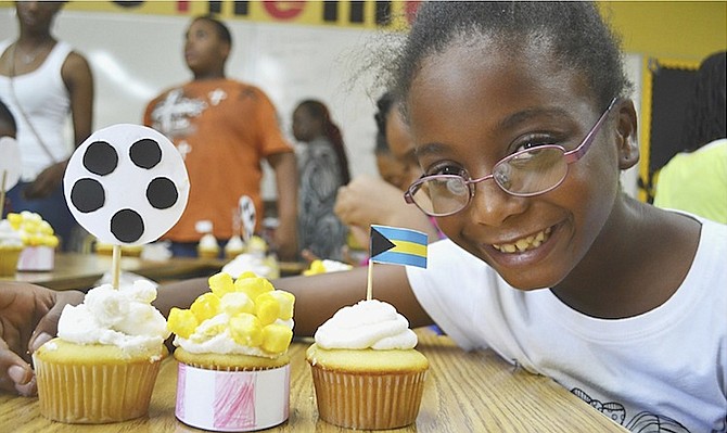 Young talent Maya Lewis with her cupcake craft.