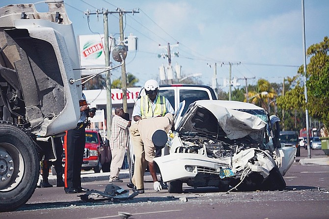 The scene of the traffic fatality at East Street South and Zion Boulevard yesterday. Photo: Shawn Hanna/Tribune Staff
