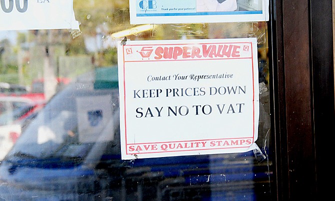 VAT has been the subject of much debate, including signs put up in SuperValue urging its rejection.