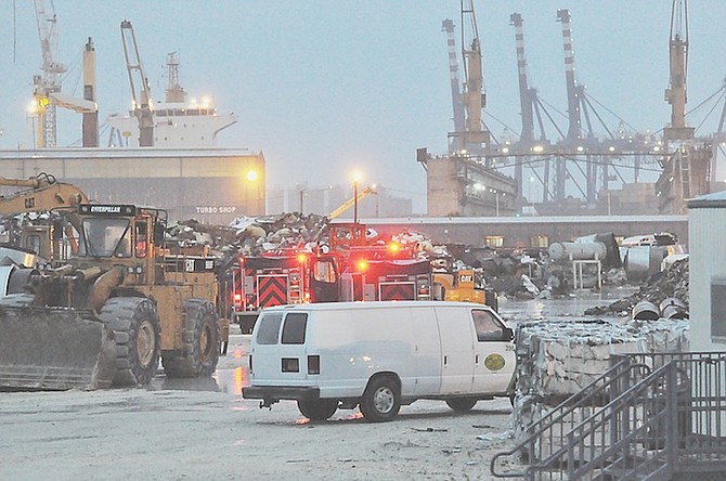 The scene of the crash at Grand Bahama shipyard.