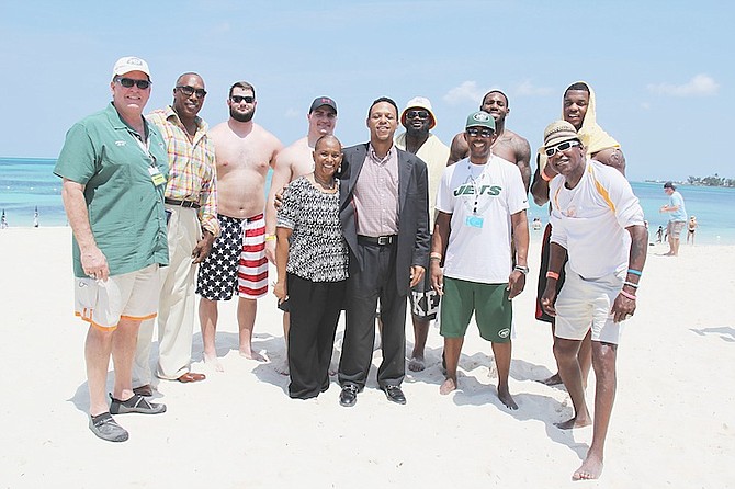 FAN CRUISE A FIRST: The Jets contingent, along with its fans, took over the Breezes Bahamas Resort and Spa where they participated in a beach party and beach Olympics.