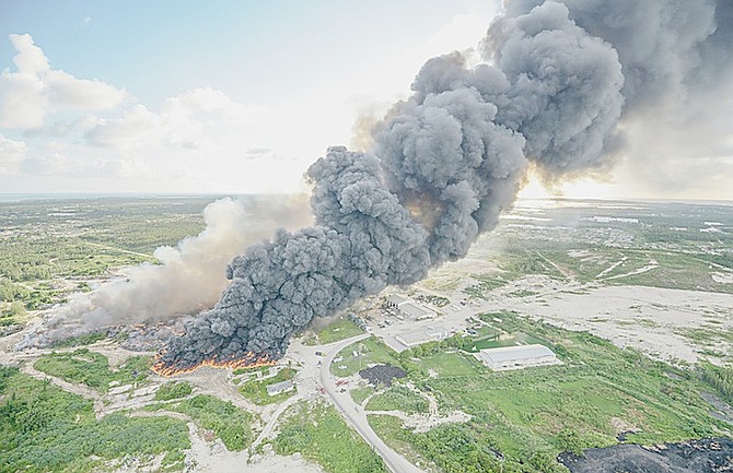 The City dump on fire, as pictured in August 2013 by Sky High Media.