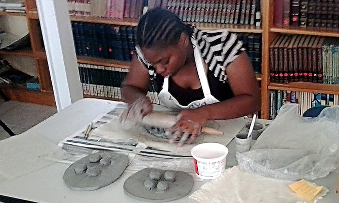 LatoNya Moss at work on her project for her BJC Craft examination.