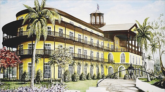 Royal Victoria Hotel in the 1920s, as seen in this painting by chef Allan Pratt. 