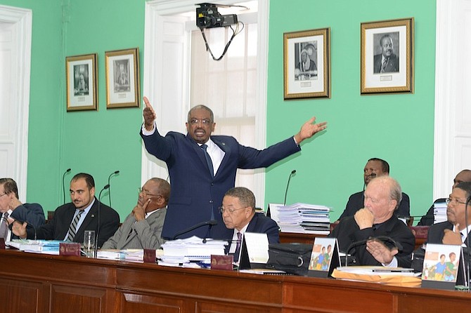 Dr Hubert Minnis in the House of Assembly.