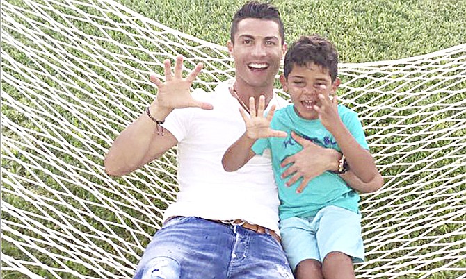 Cristiano Ronaldo enjoying his son’s fifth birthday at the One & Only Ocean Club last week. 