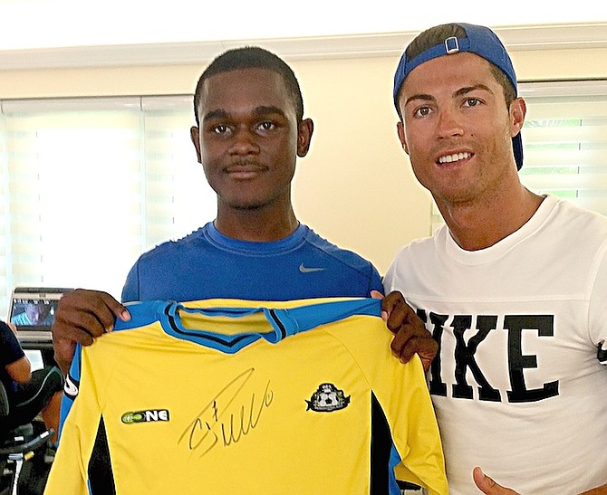 Chris Godet and Cristiano Ronaldo at the One & Only Ocean Club, Paradise Island.