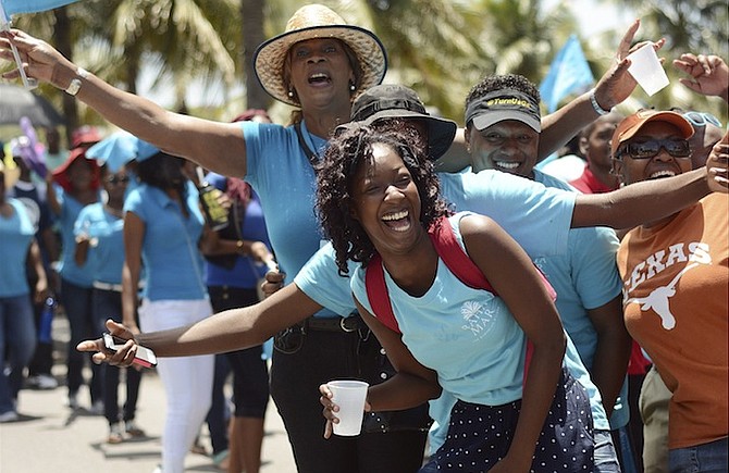 BAHA Mar workers marching in support of CEO Sarkis Izmirlian in July - but as the stalled project drags on through the courts, where are the workers left? Photo: Shawn Hanna/Tribune Staff