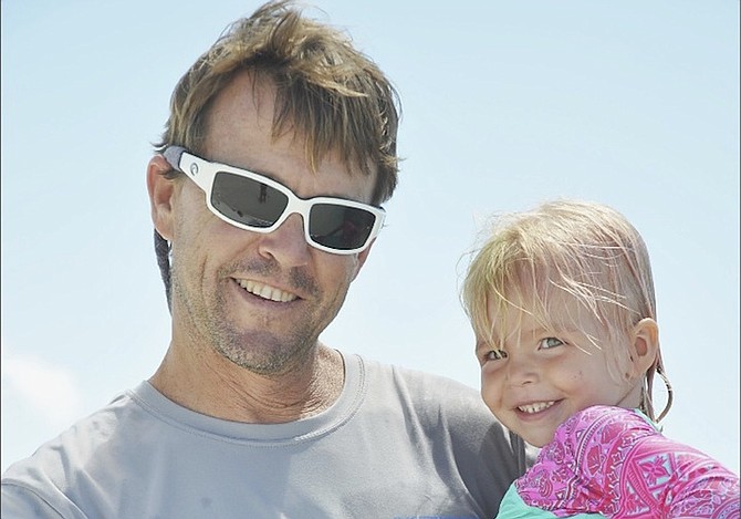 Christopher Dinnick, who is pictured with three-year-old daughter Meadow, faced a life-threatening infection after cutting his foot on a rock in stagnant water. The community rallied round to offer blood donations after calls for help - and he is now recovering from the serious condition.