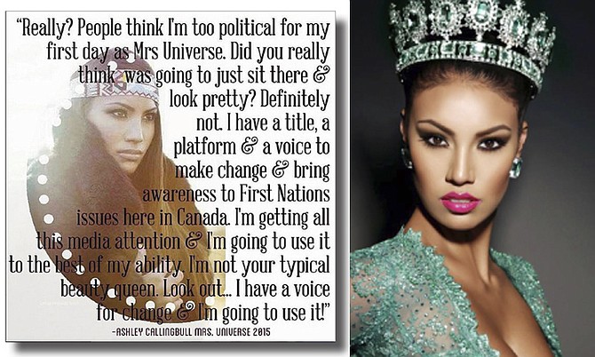 Ashley Callingbull-Burnham and, left, the post to her Instagram page. 