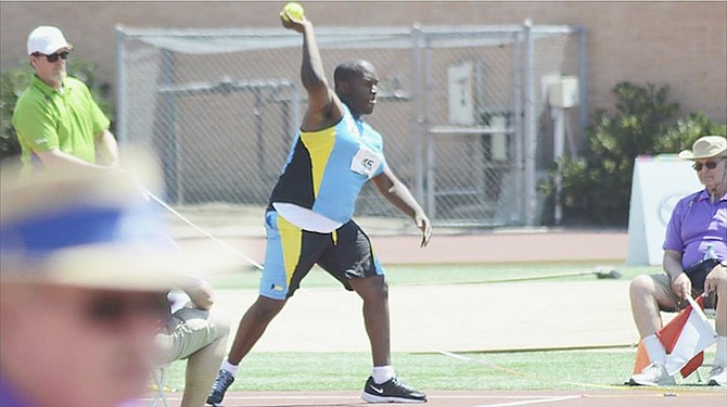 The Winning Throw – Denair Rolle secured three medals for Team Bahamas at the Special Olympics World Summer Games in Los Angeles July 25 to August 2. He is pictured delivering the winning throw to claim gold in the softball throw. He also won a gold medal in the standing long jump and a silver medal in the 100 metre walk. 
                                                                                                                                                                                                                                         Photo courtesy of Special Olympics Bahamas
