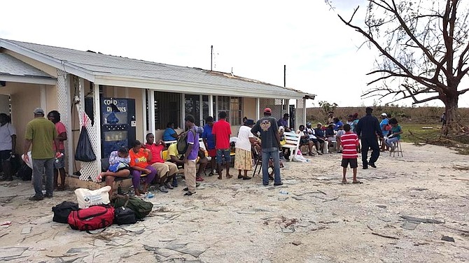 Residents gathered at Colonel Hill in Crooked Island ahead of being evacuated last night. Photo posted to Twitter by Ellison Greenslade