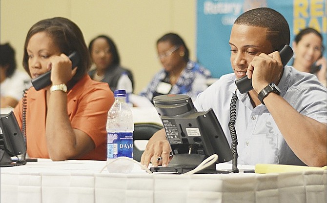 Calls being answered during the Rebuild Bahamas Hurricane Relief Telethon last night. 