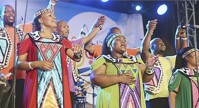 The Soweto Gospel Choir performing at the Caribbean Muzik Festival.