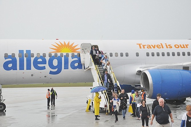 The private jet with skybox/suite owners of the Indianapolis Colts arriving in Grand Bahama. 